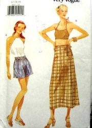 9645 EZ VOGUE HALTER TOP,WRAP SKIRT, SHORTS PATTERN 12-16